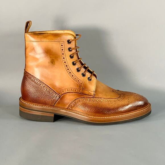 PAUL SMITH Size 8 Tan Brown Antique Leather Wingtip Lace-Up Boots main image 9